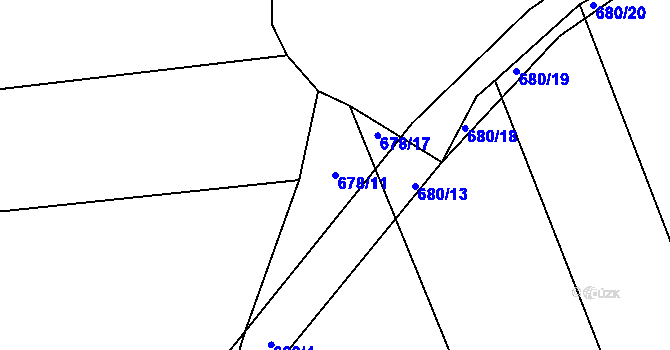 Parcela st. 678/11 v KÚ Komárov u Opavy, Katastrální mapa