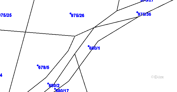 Parcela st. 680/1 v KÚ Komárov u Opavy, Katastrální mapa