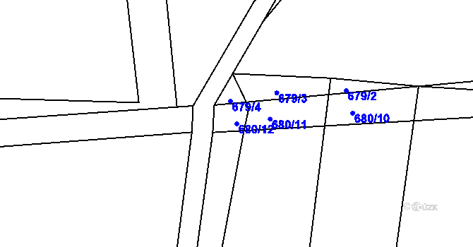 Parcela st. 680/12 v KÚ Komárov u Opavy, Katastrální mapa