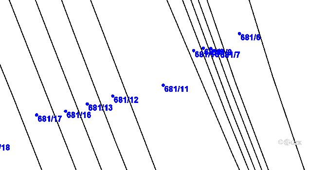 Parcela st. 681/11 v KÚ Komárov u Opavy, Katastrální mapa