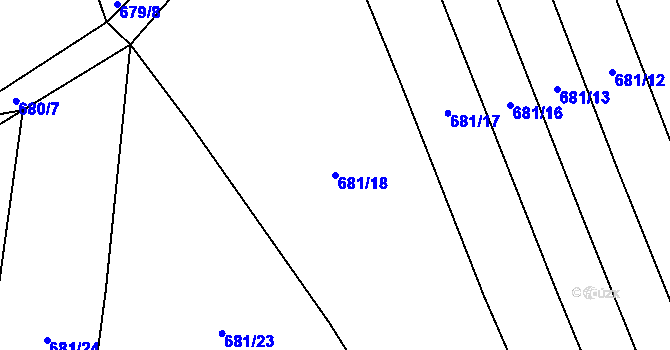 Parcela st. 681/18 v KÚ Komárov u Opavy, Katastrální mapa
