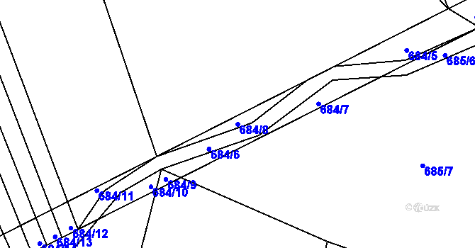 Parcela st. 684/8 v KÚ Komárov u Opavy, Katastrální mapa