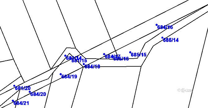 Parcela st. 684/17 v KÚ Komárov u Opavy, Katastrální mapa