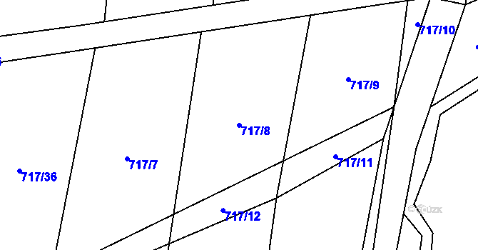Parcela st. 717/8 v KÚ Komárov u Opavy, Katastrální mapa