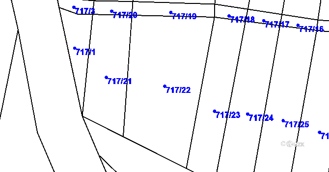 Parcela st. 717/22 v KÚ Komárov u Opavy, Katastrální mapa
