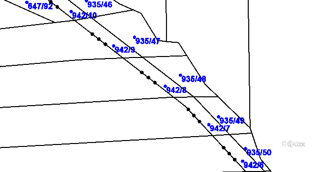 Parcela st. 942/8 v KÚ Komárov u Opavy, Katastrální mapa