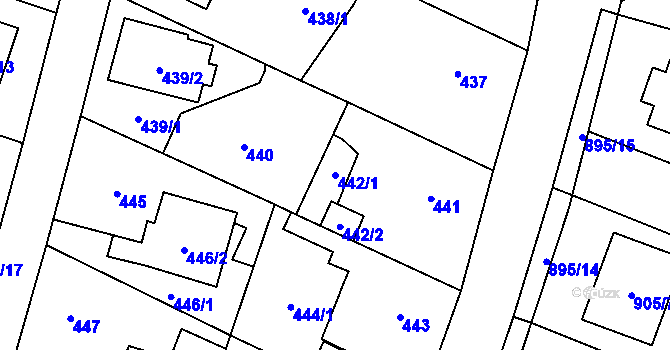 Parcela st. 442/1 v KÚ Malé Hoštice, Katastrální mapa