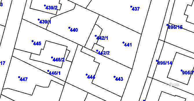 Parcela st. 442/2 v KÚ Malé Hoštice, Katastrální mapa