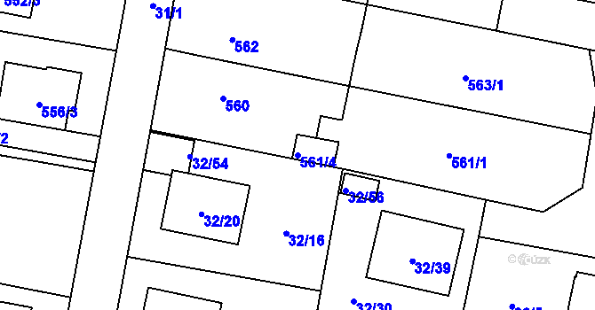Parcela st. 561/4 v KÚ Malé Hoštice, Katastrální mapa