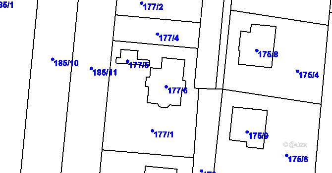 Parcela st. 177/6 v KÚ Malé Hoštice, Katastrální mapa