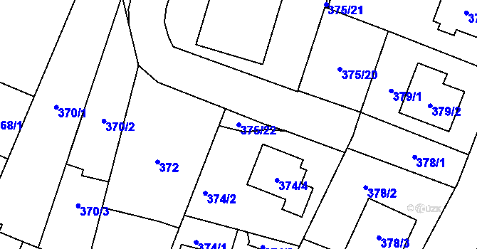 Parcela st. 375/22 v KÚ Malé Hoštice, Katastrální mapa