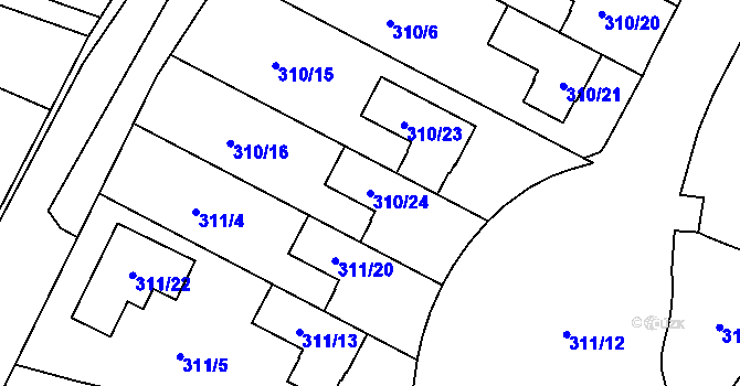 Parcela st. 310/24 v KÚ Malé Hoštice, Katastrální mapa