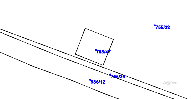 Parcela st. 755/47 v KÚ Malé Hoštice, Katastrální mapa