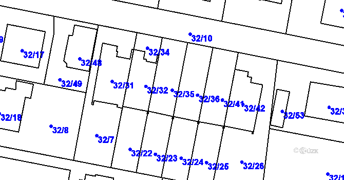 Parcela st. 32/35 v KÚ Malé Hoštice, Katastrální mapa