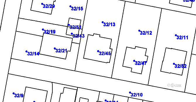 Parcela st. 32/45 v KÚ Malé Hoštice, Katastrální mapa