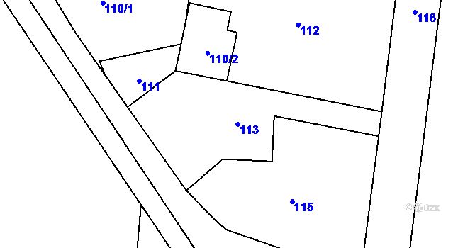 Parcela st. 113 v KÚ Malé Hoštice, Katastrální mapa