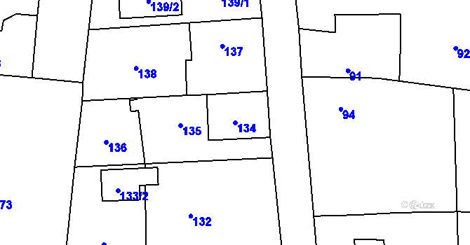 Parcela st. 134 v KÚ Malé Hoštice, Katastrální mapa