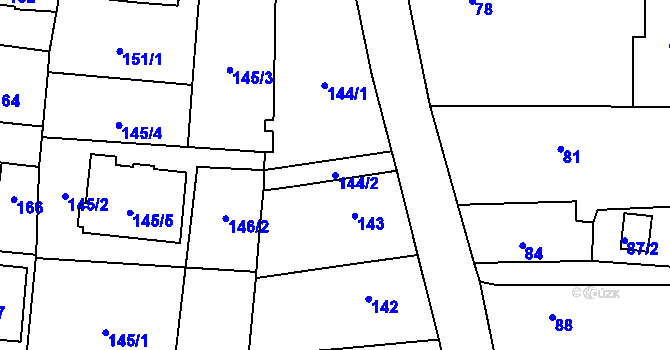 Parcela st. 144/2 v KÚ Malé Hoštice, Katastrální mapa