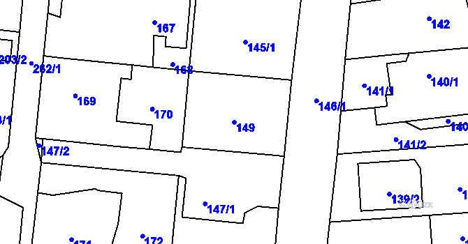 Parcela st. 149 v KÚ Malé Hoštice, Katastrální mapa