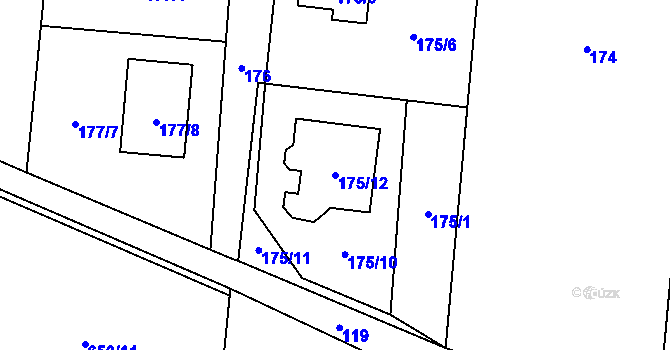 Parcela st. 175/12 v KÚ Malé Hoštice, Katastrální mapa