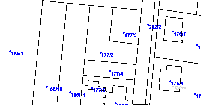 Parcela st. 177/2 v KÚ Malé Hoštice, Katastrální mapa