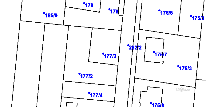 Parcela st. 177/3 v KÚ Malé Hoštice, Katastrální mapa