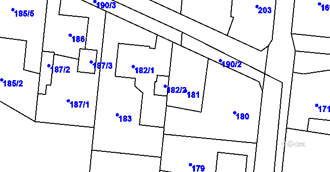 Parcela st. 182/2 v KÚ Malé Hoštice, Katastrální mapa