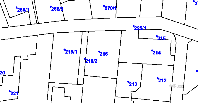 Parcela st. 216 v KÚ Malé Hoštice, Katastrální mapa