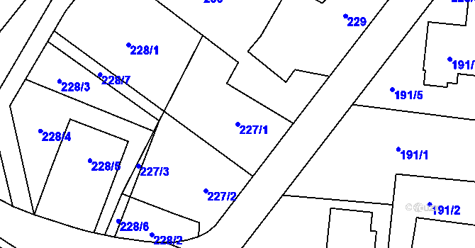 Parcela st. 227/1 v KÚ Malé Hoštice, Katastrální mapa