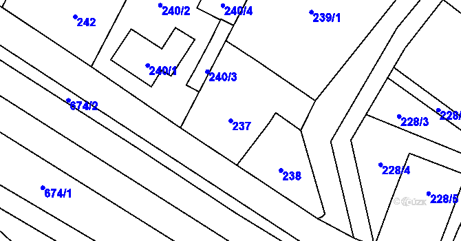 Parcela st. 237 v KÚ Malé Hoštice, Katastrální mapa