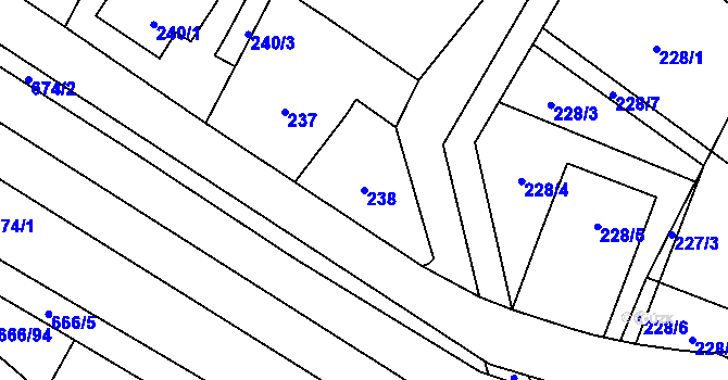 Parcela st. 238 v KÚ Malé Hoštice, Katastrální mapa