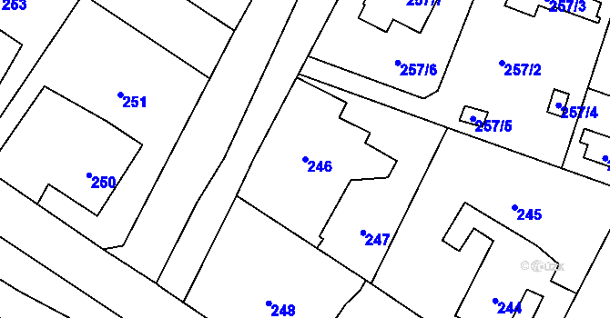 Parcela st. 246 v KÚ Malé Hoštice, Katastrální mapa