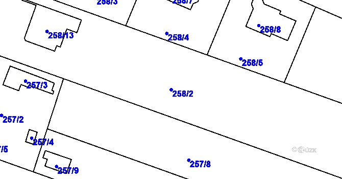 Parcela st. 258/2 v KÚ Malé Hoštice, Katastrální mapa