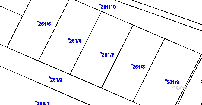 Parcela st. 261/7 v KÚ Malé Hoštice, Katastrální mapa