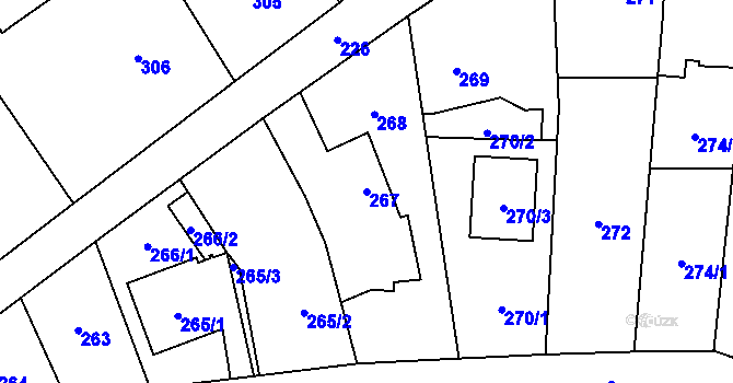 Parcela st. 267 v KÚ Malé Hoštice, Katastrální mapa