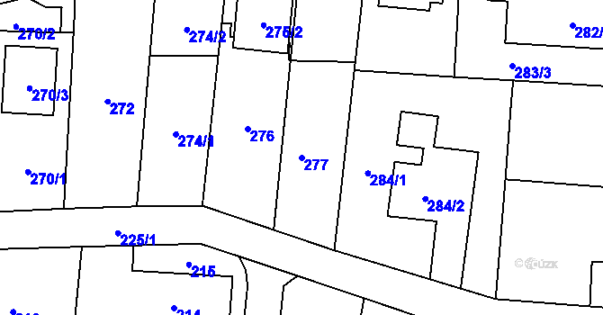 Parcela st. 277 v KÚ Malé Hoštice, Katastrální mapa