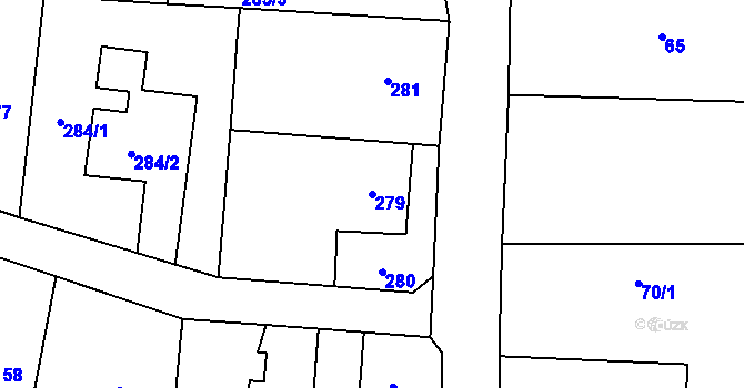 Parcela st. 279 v KÚ Malé Hoštice, Katastrální mapa