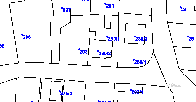 Parcela st. 290/2 v KÚ Malé Hoštice, Katastrální mapa