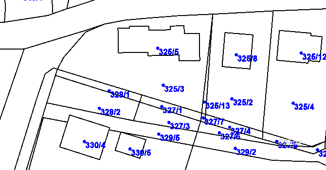Parcela st. 325/3 v KÚ Malé Hoštice, Katastrální mapa