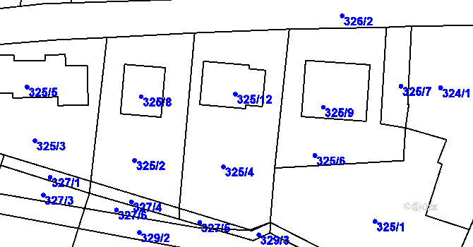 Parcela st. 325/4 v KÚ Malé Hoštice, Katastrální mapa
