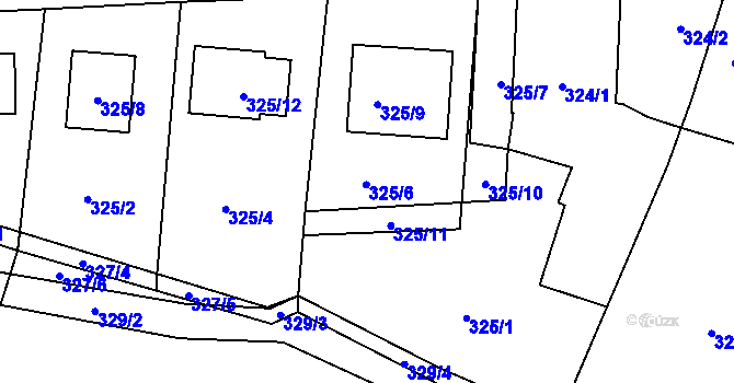 Parcela st. 325/6 v KÚ Malé Hoštice, Katastrální mapa