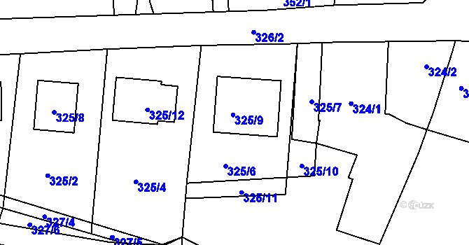 Parcela st. 325/9 v KÚ Malé Hoštice, Katastrální mapa