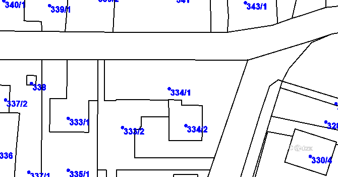 Parcela st. 334/1 v KÚ Malé Hoštice, Katastrální mapa