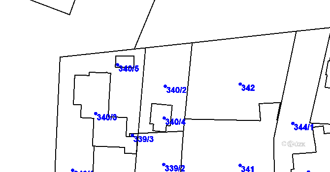 Parcela st. 340/2 v KÚ Malé Hoštice, Katastrální mapa