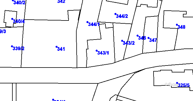 Parcela st. 343/1 v KÚ Malé Hoštice, Katastrální mapa