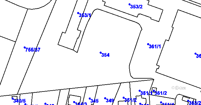 Parcela st. 354 v KÚ Malé Hoštice, Katastrální mapa