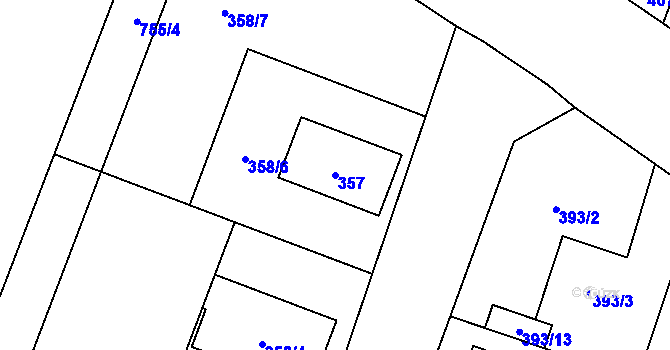 Parcela st. 357 v KÚ Malé Hoštice, Katastrální mapa