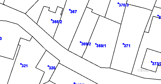 Parcela st. 369/2 v KÚ Malé Hoštice, Katastrální mapa