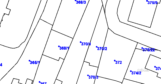 Parcela st. 370/1 v KÚ Malé Hoštice, Katastrální mapa