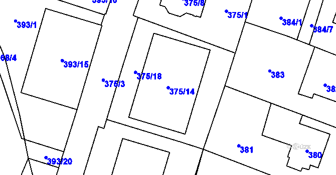 Parcela st. 375/14 v KÚ Malé Hoštice, Katastrální mapa